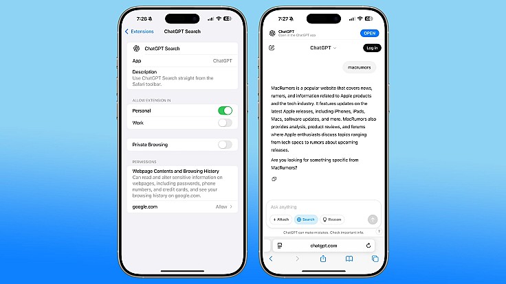 ChatGPT тепер можна використовувати як пошук за замовчуванням у Safari